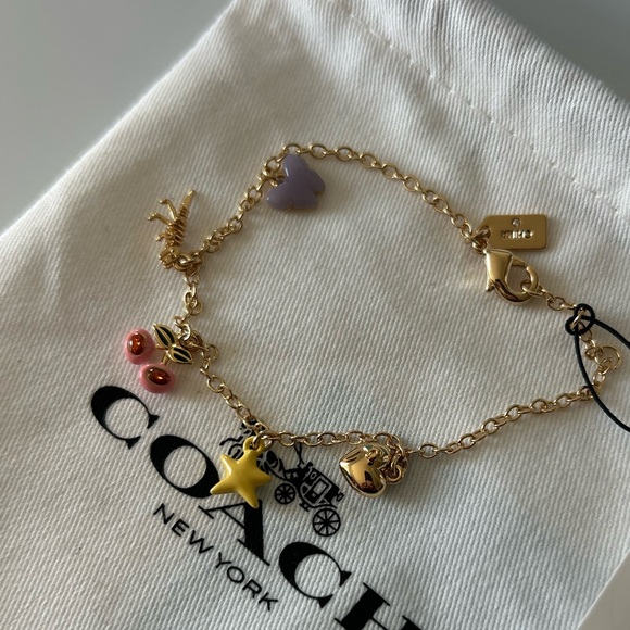 Coach Cherry and Multi Charm Gold Bracelet - Picture 1 of 4